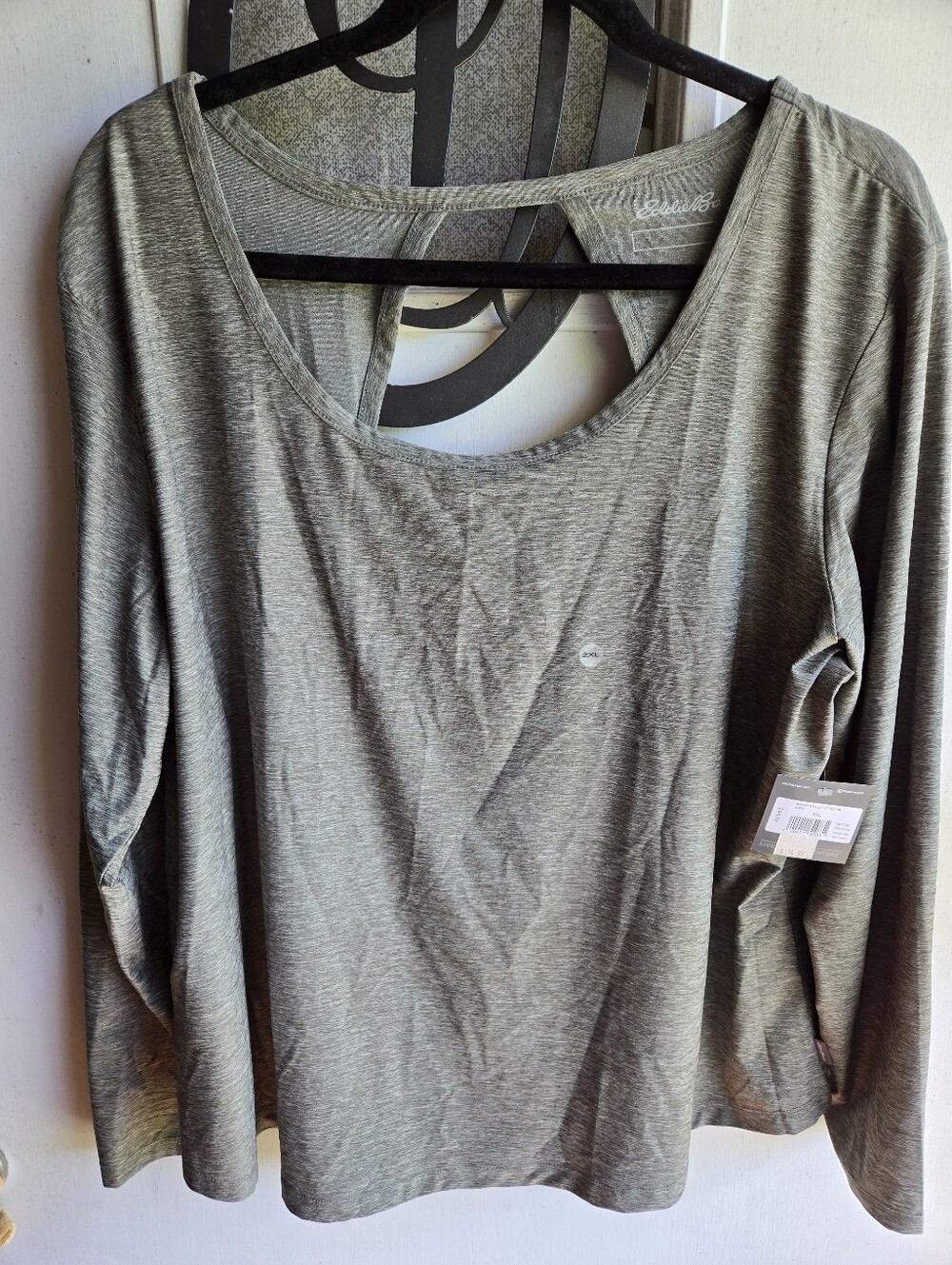 Eddie Bauer Olive Green Scoop Neck Long Sleeve Top NWT